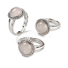 Natural Rose Quartz Round Adjustable Rings RJEW-K271-02P-02-1