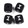 20Pcs Black Cube Letter Silicone Beads 12x12x12mm Square Dice Alphabet Beads with 2mm Hole Spacer Loose Letter Beads for Bracelet Necklace Jewelry Making JX433I-1