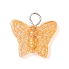 Spray Painted Glass Butterfly Pendants PALLOY-JF03847-01-3