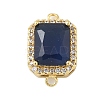 Rack Plating Brass Micro Pave Clear Cubic Zirconia Rectangle Connector Charms KK-A234-028G-02-1