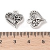 Tibetan Style Filigree Alloy Heart Charms X-TIBEP-0277-AS-RS-3