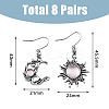 8 Sets 8 Colors Sun & Moon Glass Asymmetrical Earrings EJEW-FI0002-05-2