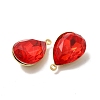 Real 18K Gold Plated Brass with Glass Pendants KK-177-22G-09-3