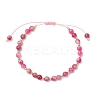 Natural Watermelon Tourmaline Beaded Braided Bead Bracelets for Women BJEW-JB12528-01-2