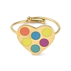 Ion Plating(IP) Heart 304 Stainless Steel Enamel Ring RJEW-A038-19G-05-2