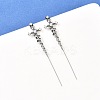 Snake Cross 316 Stainless Steel Micro Pave Clear Cubic Zirconia Ear Wrap Crawler Hook Earrings AJEW-C044-20AS-1