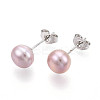 Pearl Ball Stud Earrings EJEW-Q701-01B-02-3