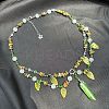 Leaf Pointed Alloy & Glass Pendant Necklaces FS-WGD0F8B-01-2
