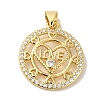 Rack Plating Brass Micro Pave Clear Cubic Zirconia Pendants KK-P267-11E-G-1