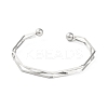 Non-Tarnish 304 Stainless Steel 3 Line Open Cuff Bangles for Women BJEW-S155-01P-2