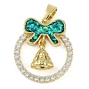 Christmas Theme Rack Plating Brass Micro Pave Cubic Zirconia Pendants KK-U032-14G-02-1