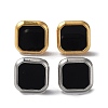 6 Pair 2 Color Square Acrylic Stud Earrings EJEW-A024-03C-2