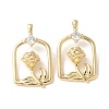Brass Micro Pave Clear Cubic Zirconia Pendants KK-Q031-12G-1