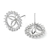 Rhodium Plated 925 Sterling Silver with Cubic Zirconia Stud Earring Findings STER-G036-06P-2