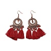 Rhinestone Donut with Tassels Dangle Earrings LS-EJEW-E267-03RC-1