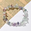 Chips Natural Fluorite Beaded Stretch Bracelets X-BJEW-JB01826-01-6