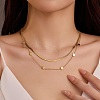 304 Stainless Steel Square Double Layered Necklaces for Women NJEW-U031-06G-1