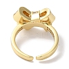 Bowknot Brass Micro Pave Clear Cubic Zirconia Open Cuff Rings for Women RJEW-C098-13G-3