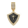 Rack Plating Brass Micro Pave Clear Cubic Zirconia North Star European Dangle Charms KK-U035-17G-01-1