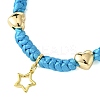 Heart & Star Brass Charm Bracelets BJEW-JB10583-3