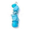 Gradient Color Natural Aquamarine & Natural Lapis Lazuli & Synthetic Turquoise Chip Beaded Pendants PALLOY-JF02791-02-3