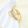 Brass Micro Pave Clear Cubic Zirconia Cuff Rings for Women RJEW-G347-04G-1