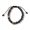 8mm Round Natural Indian Agate  Braided Bead Bracelets BJEW-C067-01B-27-2