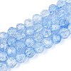 Transparent Crackle Glass Beads Strands GLAA-N053-8mm-04-1