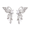 Brass Pave Clear Cubic Zirconia Butterfly Stud Earring Findings KK-N232-450P-1