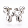 Brass Letter Open Cuff Rings for Women RJEW-G313-01W-P-1