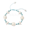 3Pcs 3 Styles Starfish & Turtle Synthetic Turquoise Beads Braided Bead Bracelets for Women BJEW-JB12130-3