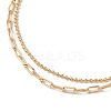 Brass Paperclip Chain and 304 Stainless Steel Ball Chain Double Layer Anklets for Women AJEW-AN00711-4
