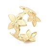 Flower Brass Cuff Rings for Women RJEW-B119-14G-02-5