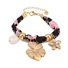 Flower 304 Stainless Steel & Natural Quartz Crystal Charm Bracelets BJEW-P375-01G-4