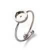 Adjustable 304 Stainless Steel Cuff Ring Components STAS-D372-08P-02-1