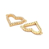 Brass Micro Pave Clear Cubic Zirconia Heart Frame Connector Charms KK-H515-11B-G-2