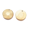 Textured Flat Round 304 Stainless Steel Pendants X-STAS-G218-06G-2