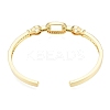 Cubic Zirconia Oval & Fish Open Cuff Bangle BJEW-G651-06G-03-2