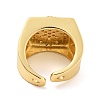 Rectangle with Flower Clear Cubic Zirconia Open Cuff Ring RJEW-L121-029G-3