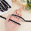 5 Yards Polyester Lace Ribbon with Round Plastic Pearl Beaded Edge OCOR-WR0001-69B-3