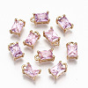 Brass Glass Rhinestone Pendants X-GLAA-S179-21G-RS-1