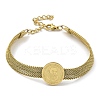 PVD Vacuum Plating 202 Stainless Steel Flat Round Link Chain Bracelets BJEW-M317-04G-1