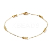 304 Stainless Steel Round Beaded Link Chain Bracelets for Women BJEW-D033-01G-1