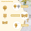 DICOSMETIC 48Pcs 6 Style Half Round & Bowknot & Rectangle Alloy Stud Earring Findings FIND-DC0003-22-3