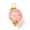 Electroplate Crackle Glass Bead Pendants PALLOY-JF01141-2