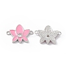 Rack Plating Brass Pave Clear Cubic Zirconia Connector Charms KK-B065-26P-01-1