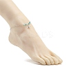 304 Stainless Steel Bees Charm Anklet with Round Natural White Jade Beads for Women AJEW-AN00498-02-3