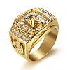 304 Stainless Steel Micro Pave Clear Cubic Zirconia Finger Rings for Men FS-WGEF432-03-1