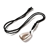Natural Smoky Quartz Nuggets Pendant Necklace with Polyester Cord for Women LS-G-H285-05A-2