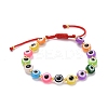 Flat Round with Evil Eye Beaded Bracelet BJEW-JB07102-02-4